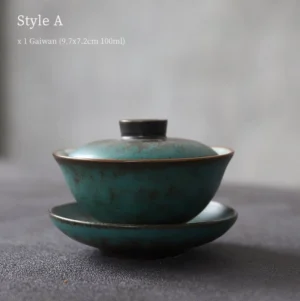 antique peacock green crackle glaze chinese gaiwan style a 3.4oz