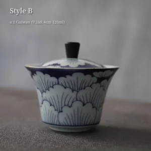 hand painted style B blue and white ceramic gaiwan 4oz chinese tea brewing bowl